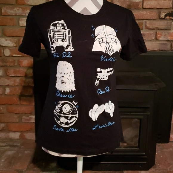 Star Wars tshirt juniors size Medium like new Chewie, Pew Pew, Vader, Death Star - Picture 2 of 10